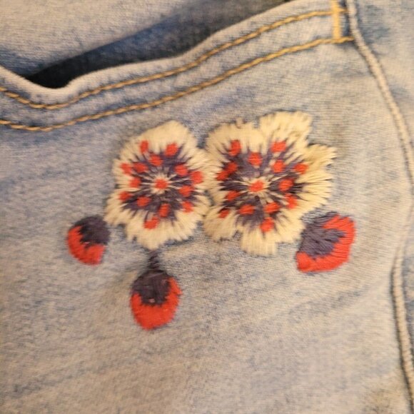 Hollister Ultra High Rise Super Skinny Embroidered Distressed Blue Jeans Size 26 - Picture 9 of 12